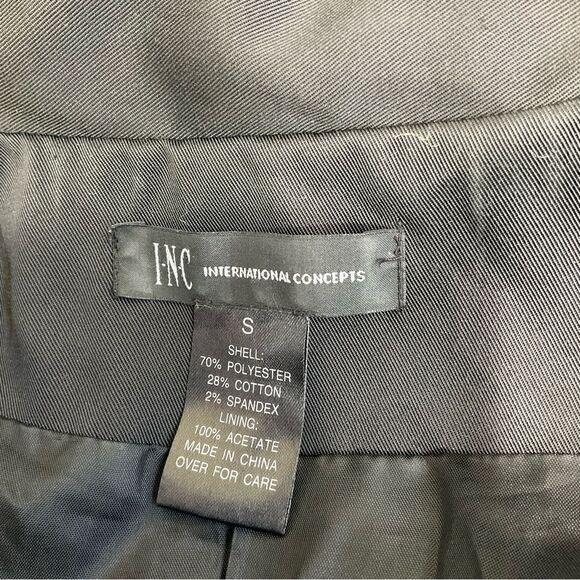 INC Double Breasted Belted Long Lightweight Trench Coat Black Gold Buttons S - Picture 15 of 15